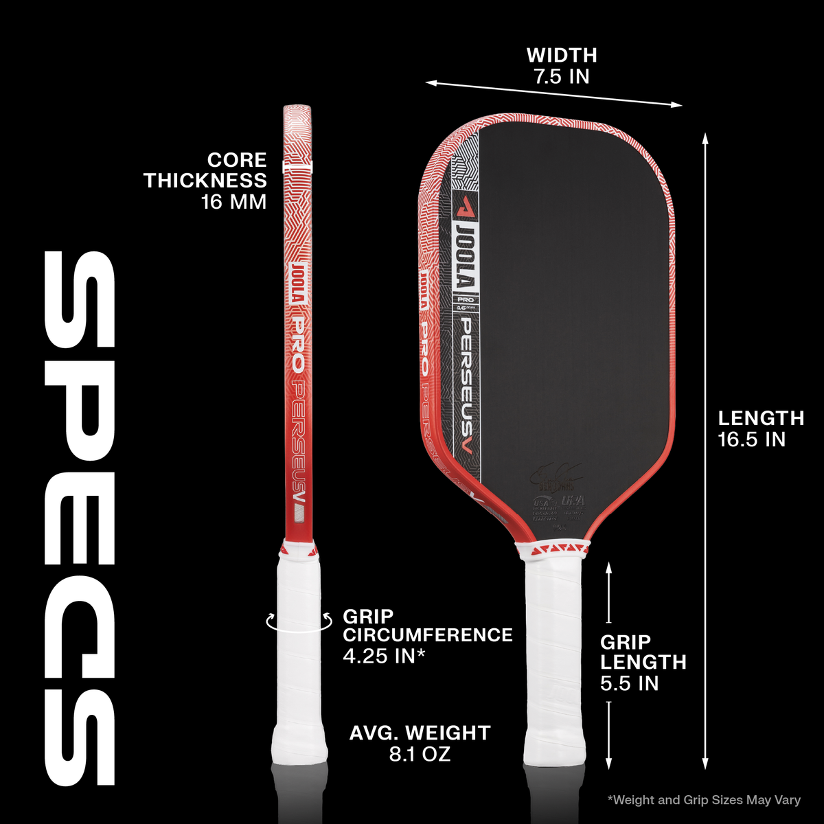 Thông số JOOLA Perseus Pro V Blaze Red 16mm